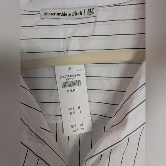 Abercrombie & Fitch White And Black Striped Business Wrap Dress Size XL TALL - Picture 3 of 5